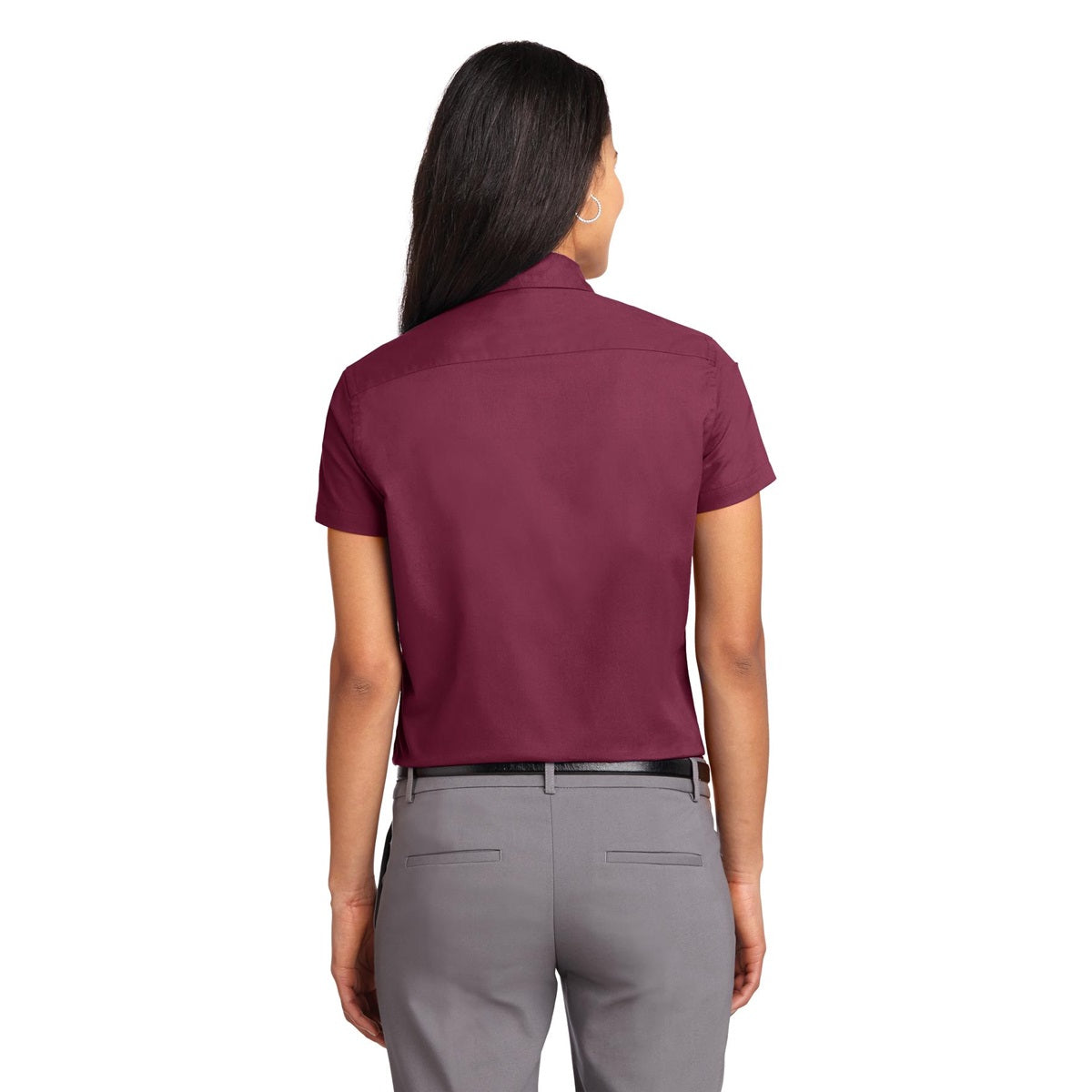 Black/Light Stone Button Up Shirt - Port Authority - Durable