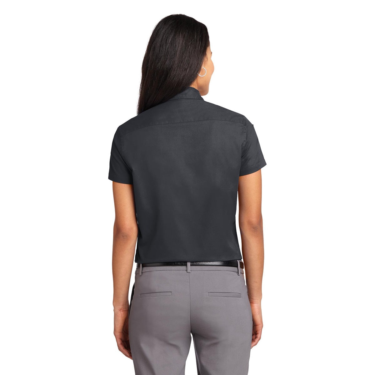 Black/Light Stone Button Up Shirt - Port Authority - Durable