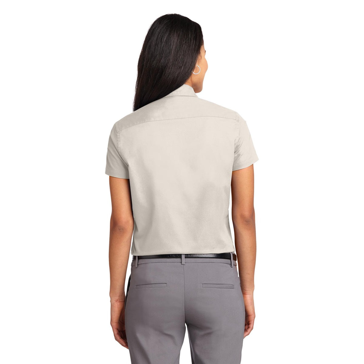 Black/Light Stone Button Up Shirt - Port Authority - Durable