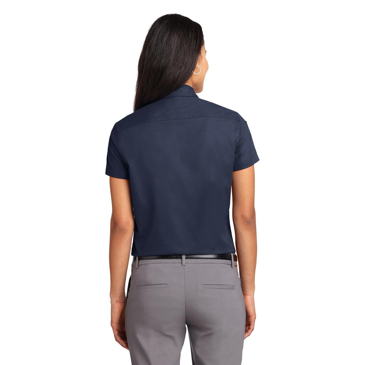 Black/Light Stone Button Up Shirt - Port Authority - Durable