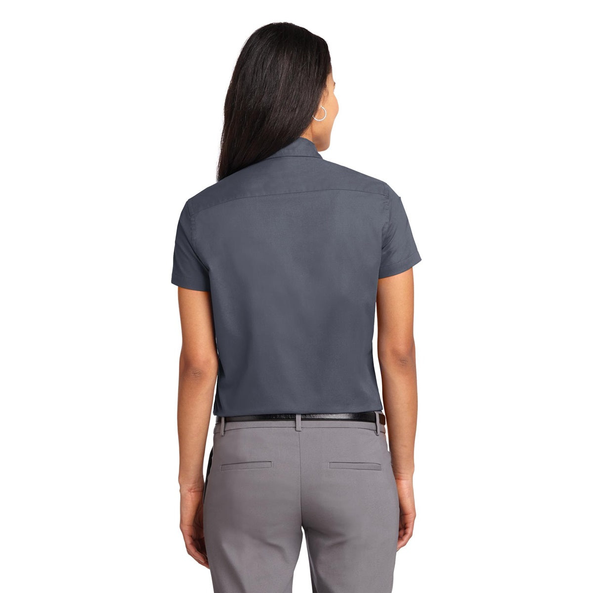 Black/Light Stone Button Up Shirt - Port Authority - Durable