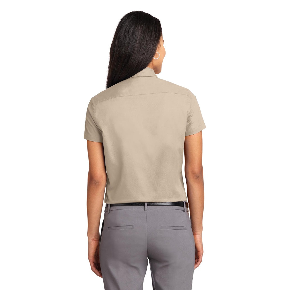Black/Light Stone Button Up Shirt - Port Authority - Durable