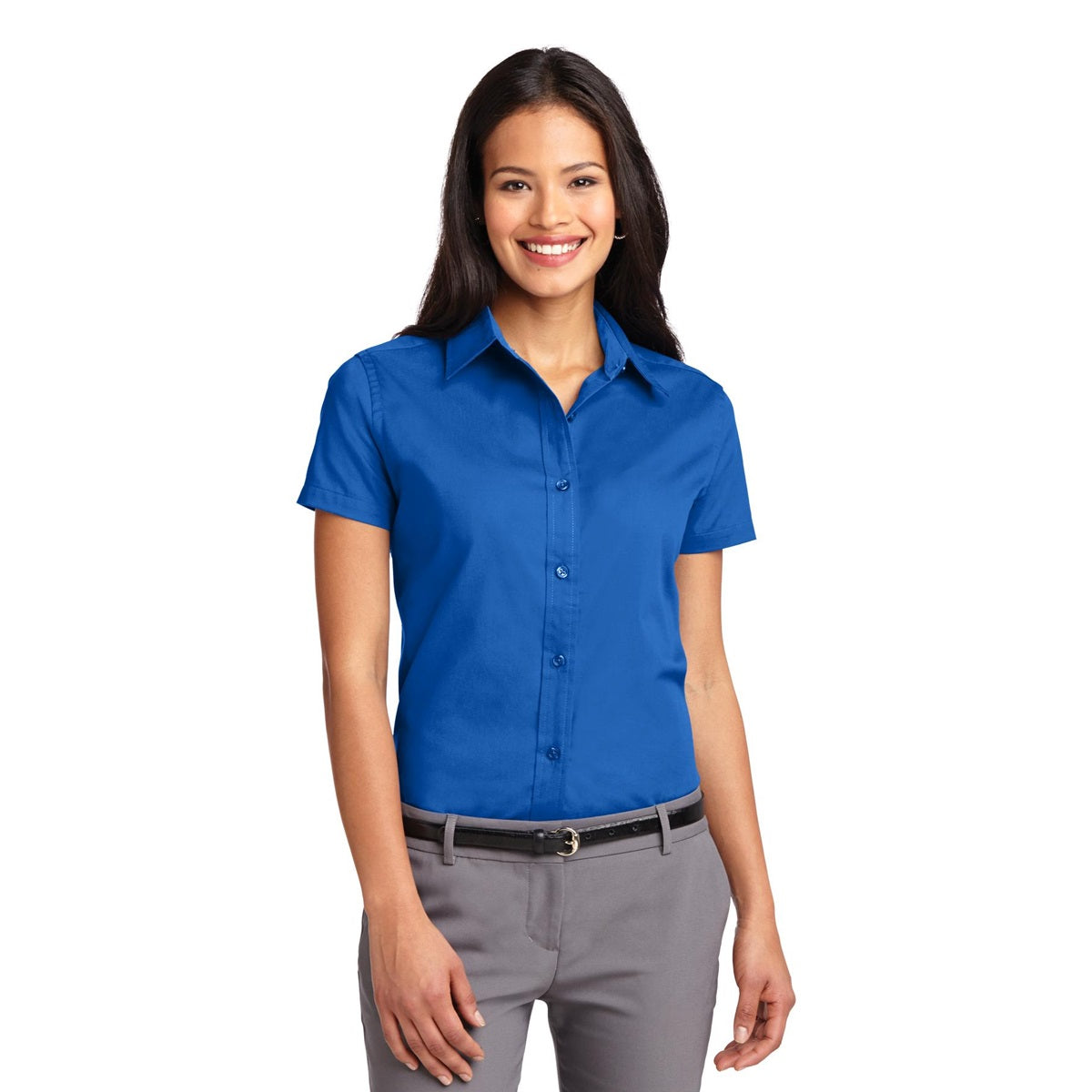 Black/Light Stone Button Up Shirt - Port Authority - Durable