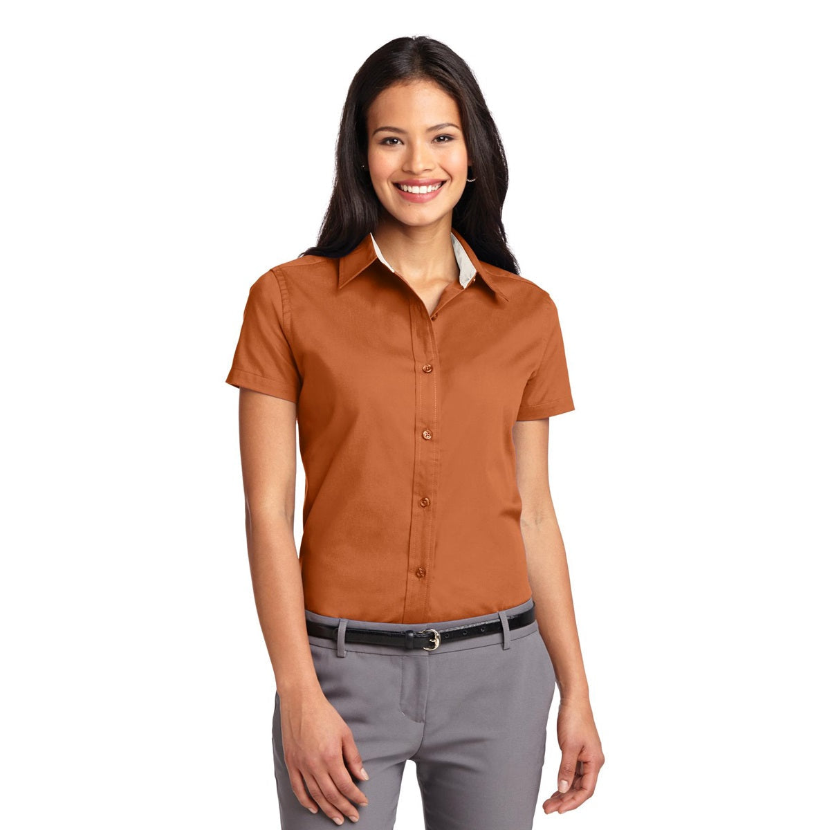 Black/Light Stone Button Up Shirt - Port Authority - Durable