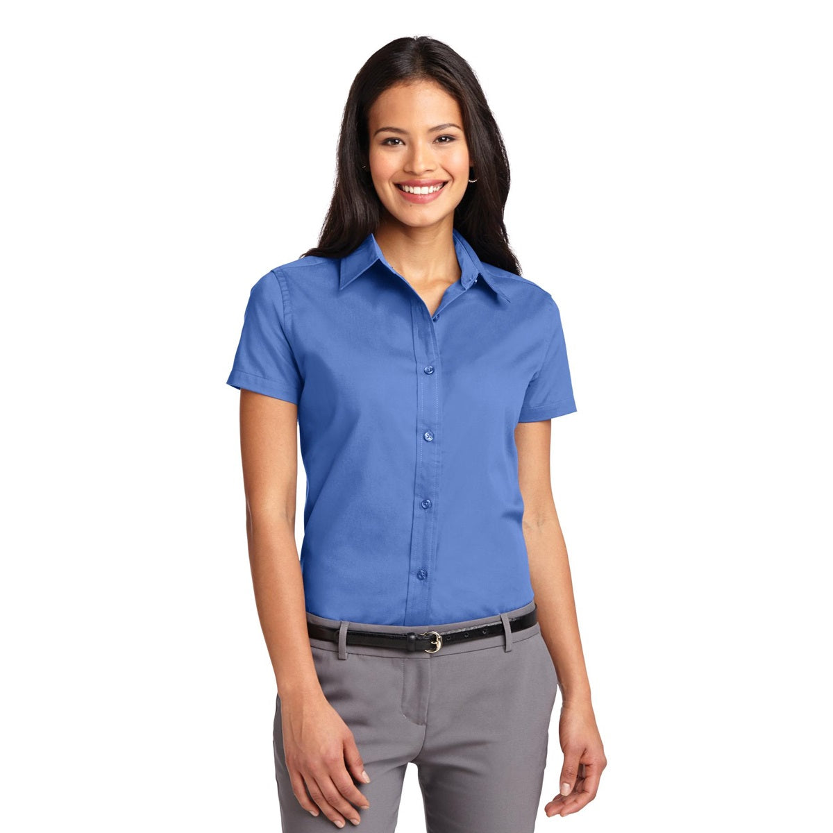 Black/Light Stone Button Up Shirt - Port Authority - Durable