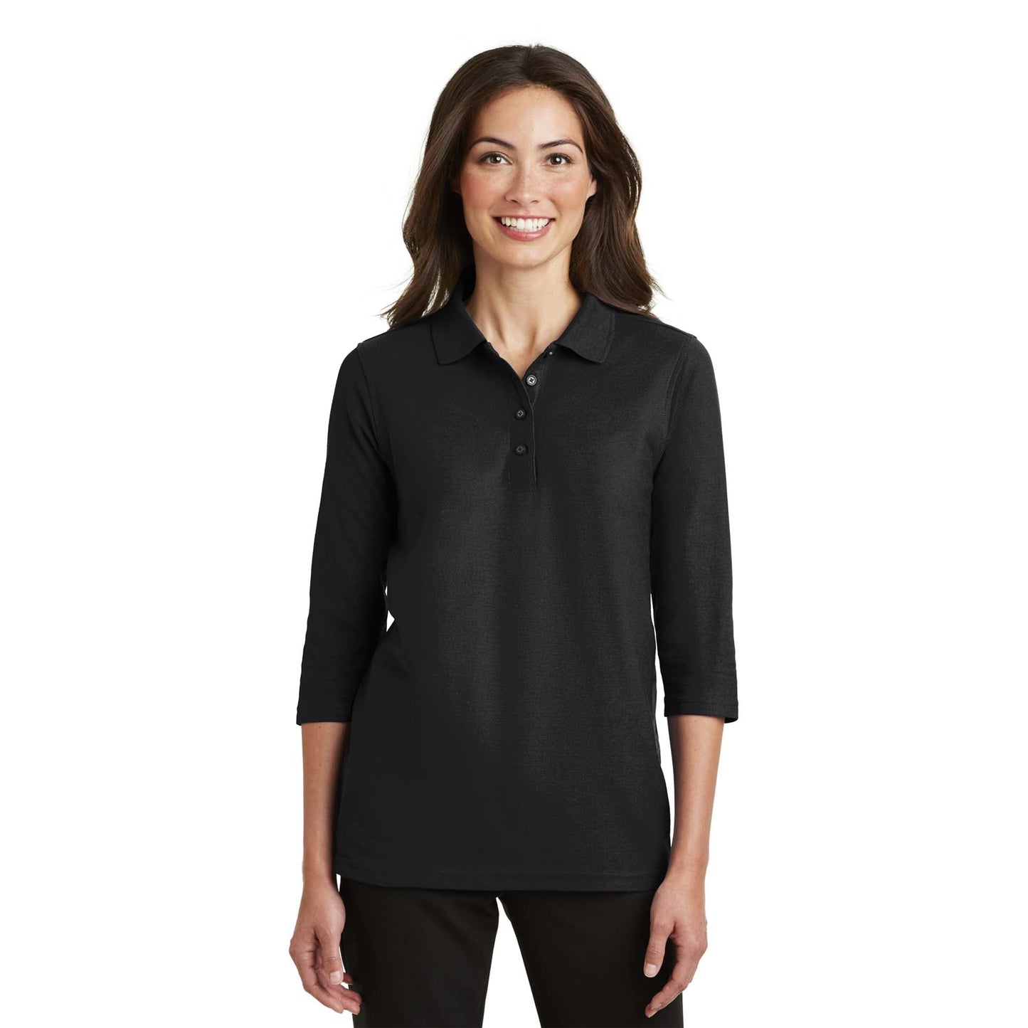 Black Silk Polo Shirt - Port Authority - Elegant Look