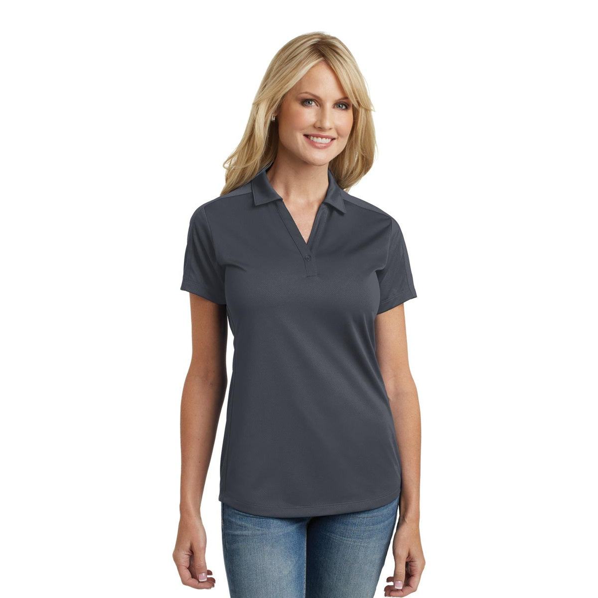 Black Polo Shirt - Port Authority - Stylish Jacquard