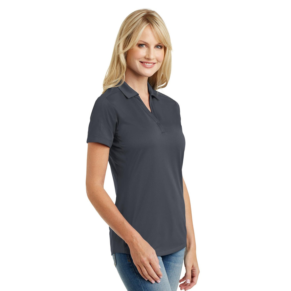 Black Polo Shirt - Port Authority - Stylish Jacquard