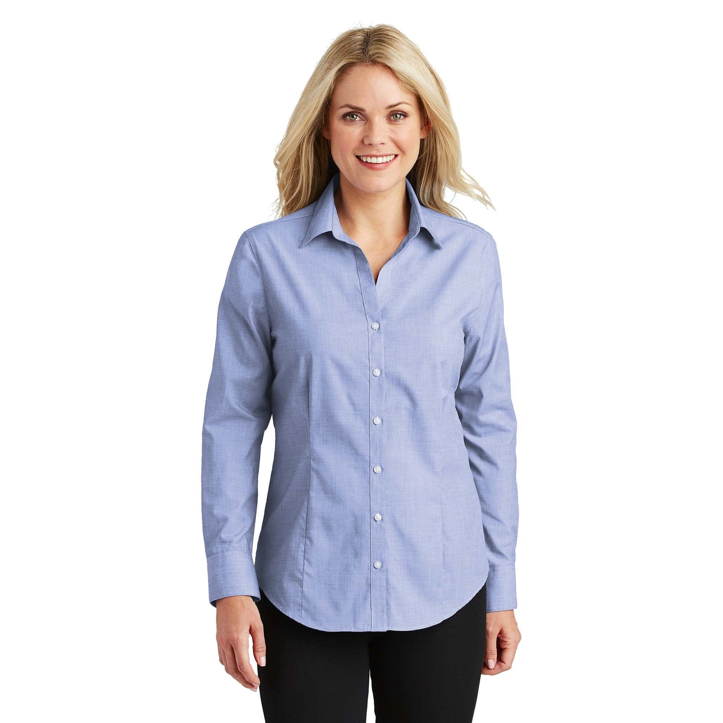 Chambray Blue Button Up Shirt - Port Authority - Comfortable