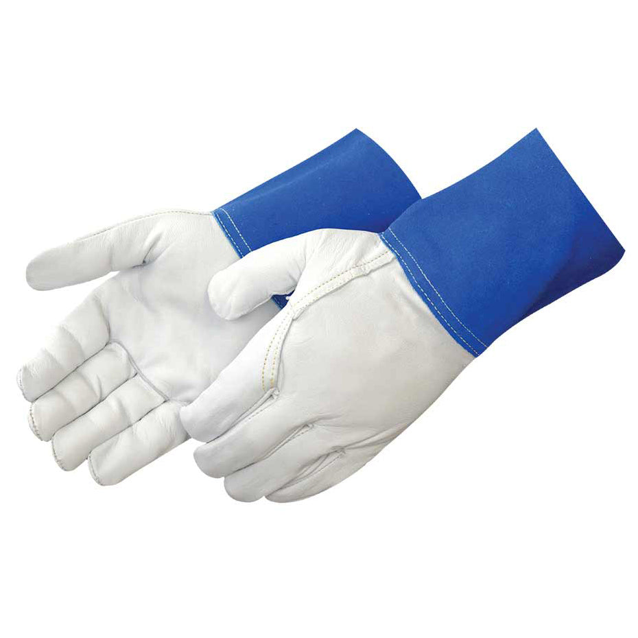 Blue/White Leather Gloves - Liberty Safety - Durable Goatskin