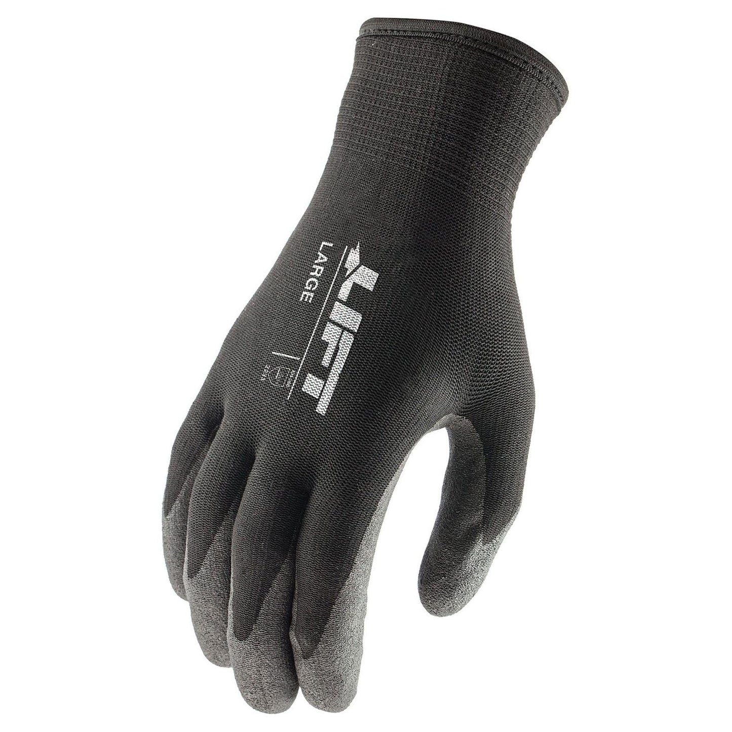 Black Warm String Knit Gloves - LIFT Safety - Microfoam Grip