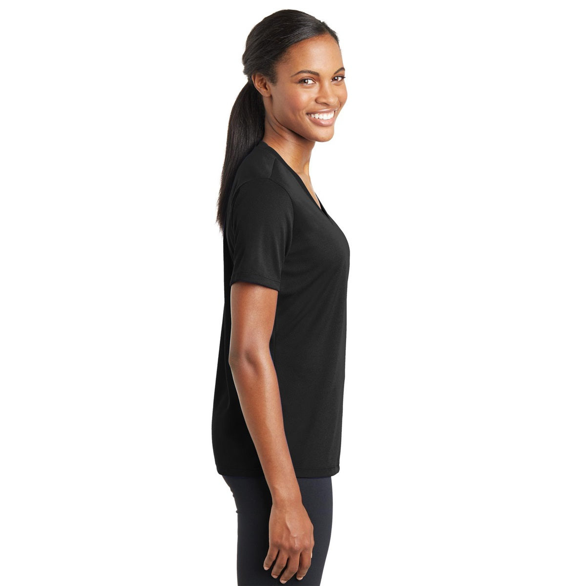 Black V-Neck Tee - Sport-Tek - Stylish Polyester Blend