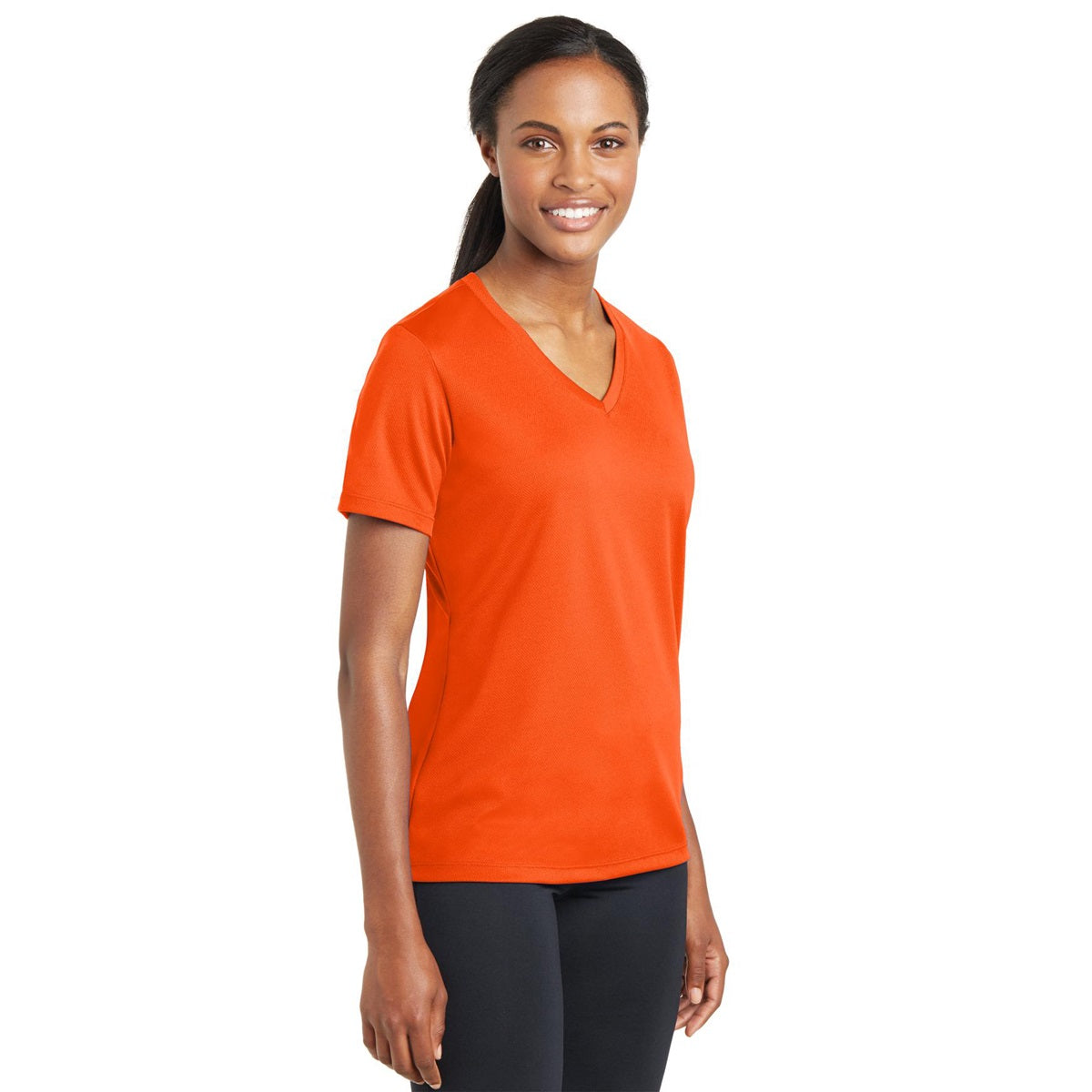 Black V-Neck Tee - Sport-Tek - Stylish Polyester Blend
