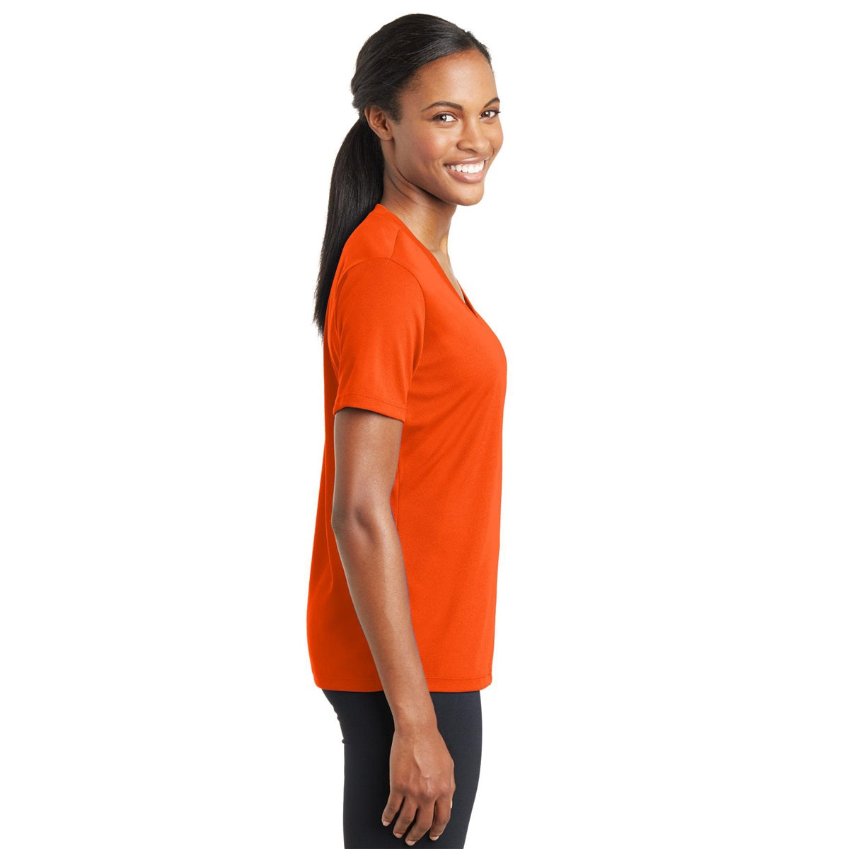 Black V-Neck Tee - Sport-Tek - Stylish Polyester Blend