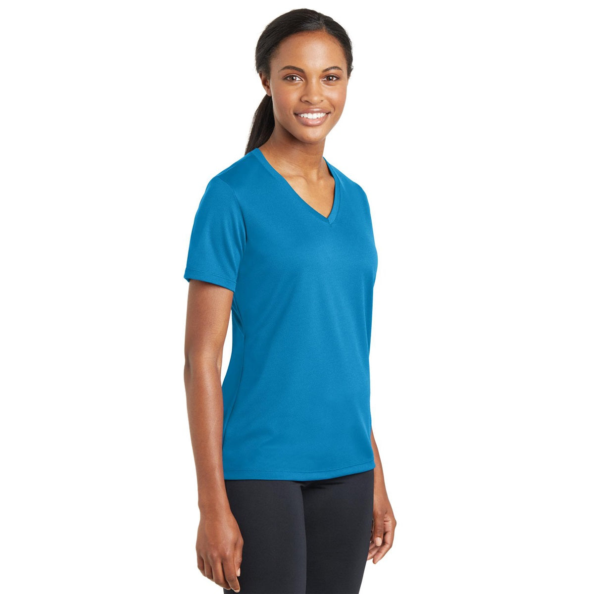 Black V-Neck Tee - Sport-Tek - Stylish Polyester Blend
