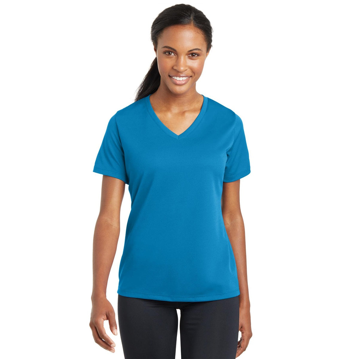 Black V-Neck Tee - Sport-Tek - Stylish Polyester Blend