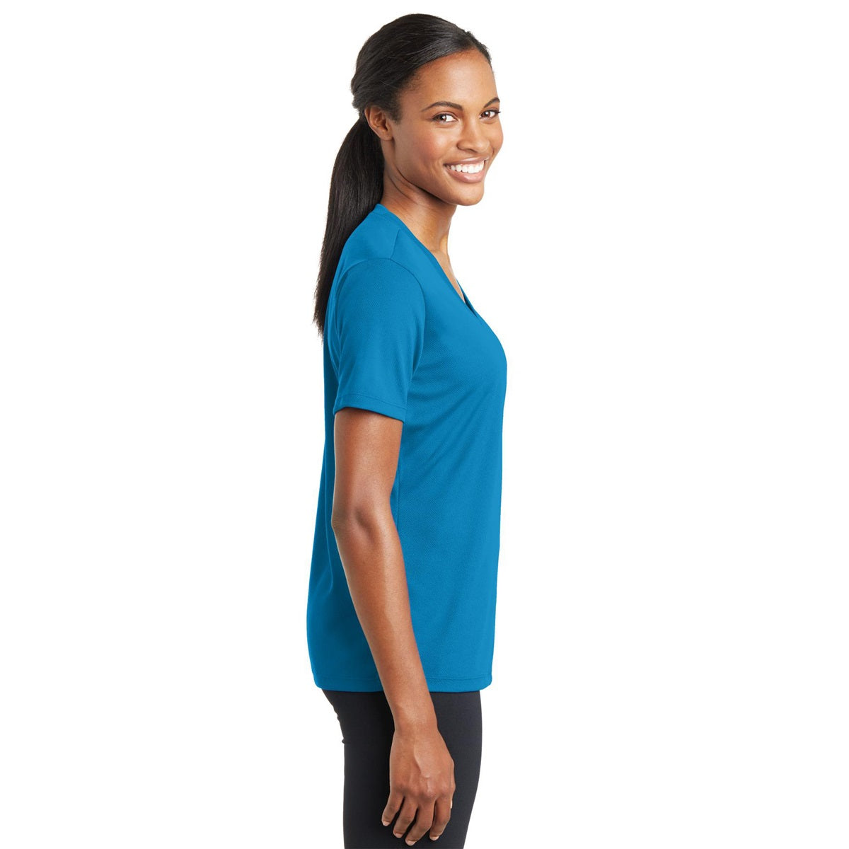 Black V-Neck Tee - Sport-Tek - Stylish Polyester Blend