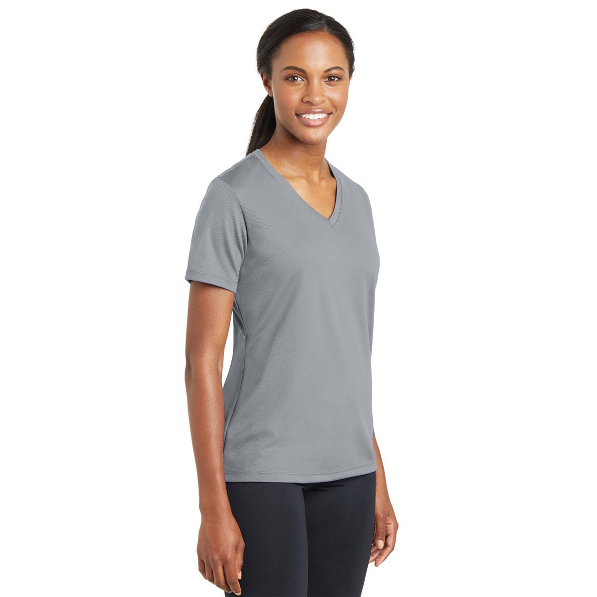 Black V-Neck Tee - Sport-Tek - Stylish Polyester Blend