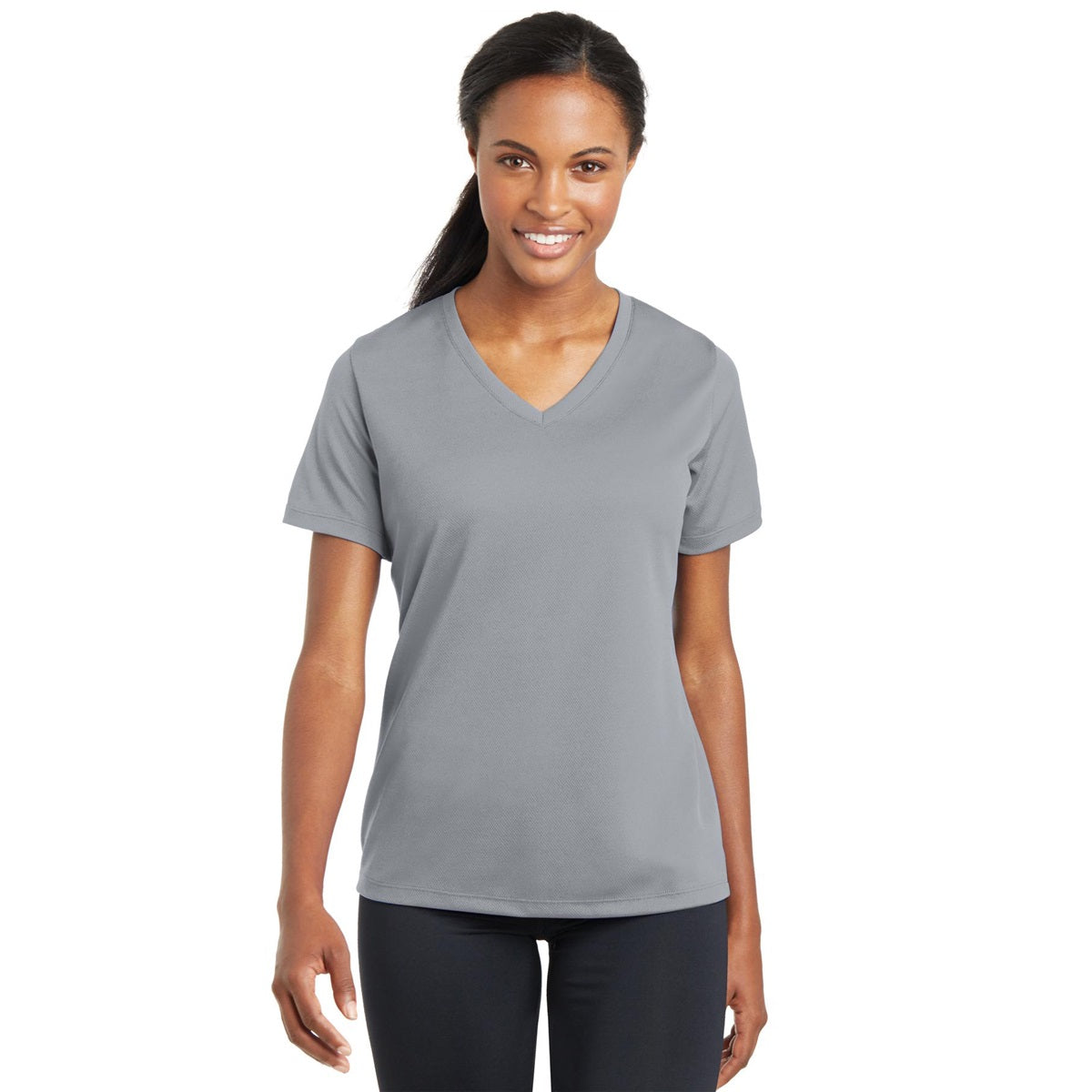 Black V-Neck Tee - Sport-Tek - Stylish Polyester Blend