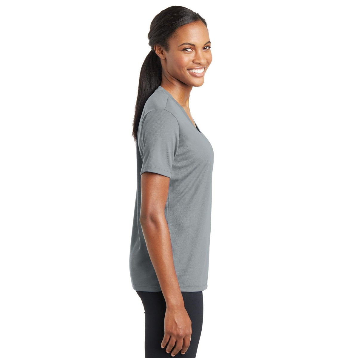 Black V-Neck Tee - Sport-Tek - Stylish Polyester Blend