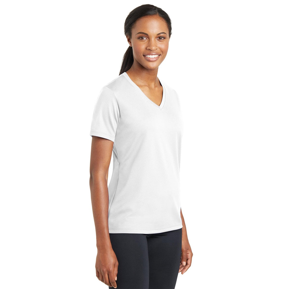 Black V-Neck Tee - Sport-Tek - Stylish Polyester Blend
