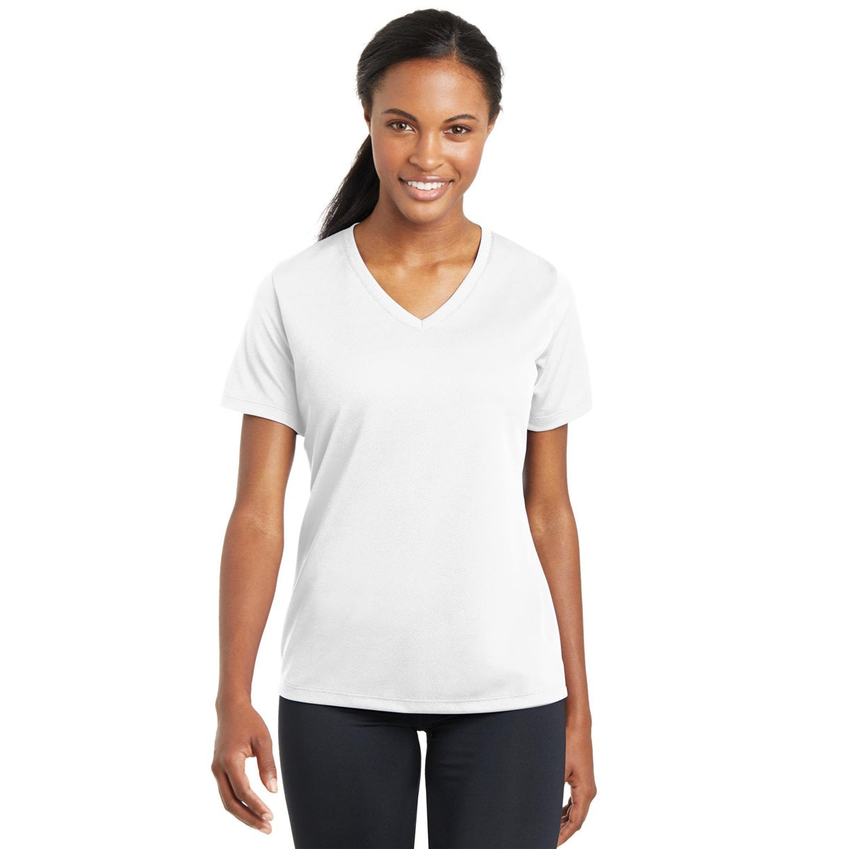 Black V-Neck Tee - Sport-Tek - Stylish Polyester Blend