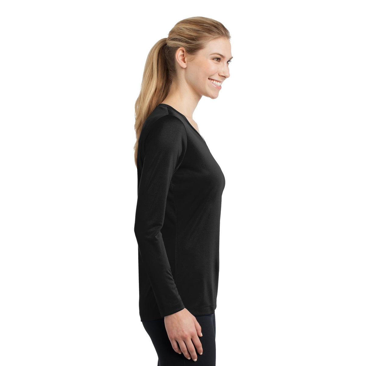 Forest Green T-Shirt - Sport-Tek - Long Sleeve V-Neck