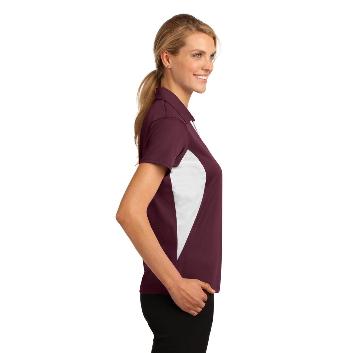 Black/White Polo Shirts - Sport-Tek - Colorblocked Design