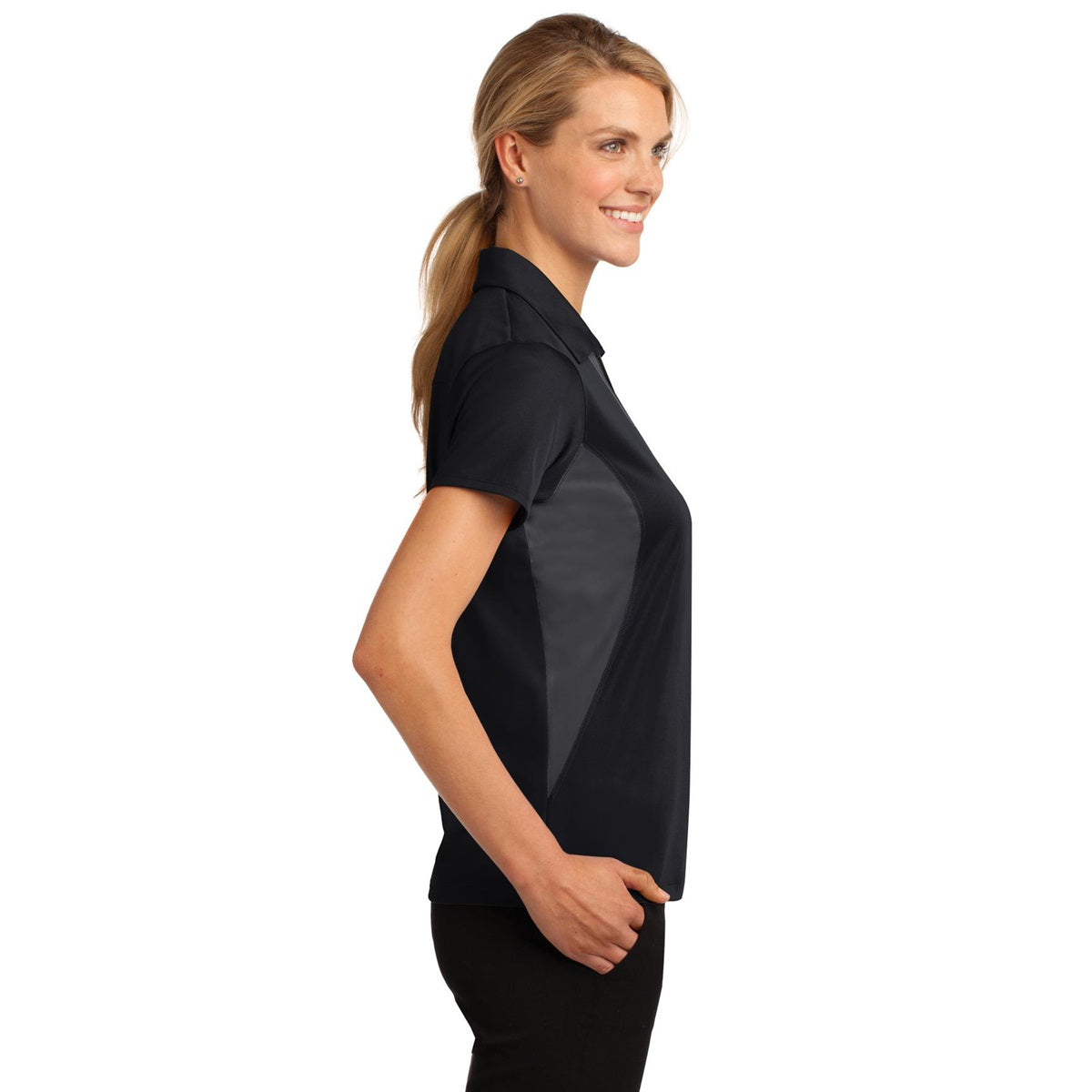 Black/White Polo Shirts - Sport-Tek - Colorblocked Design