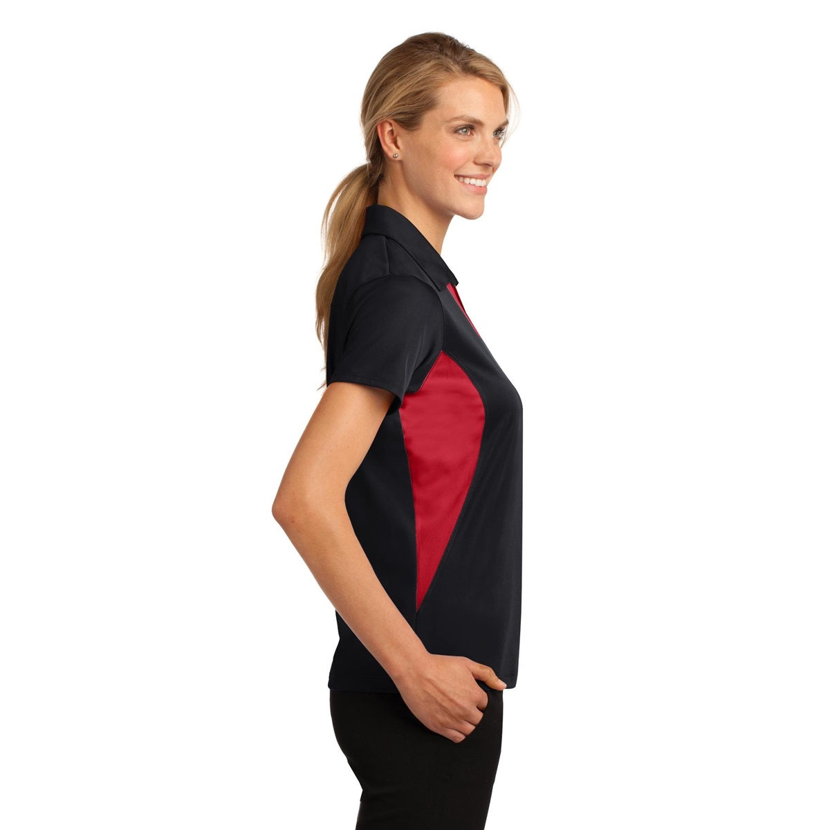 Black/White Polo Shirts - Sport-Tek - Colorblocked Design