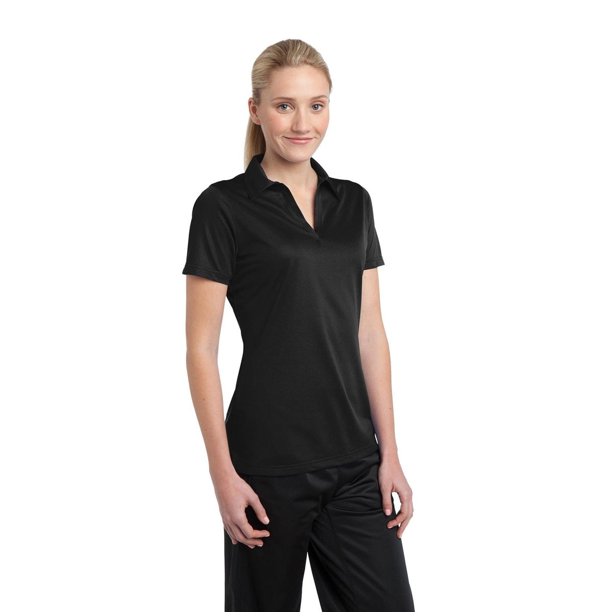 Black Polo Shirts - Sport-Tek - Textured Active Fabric