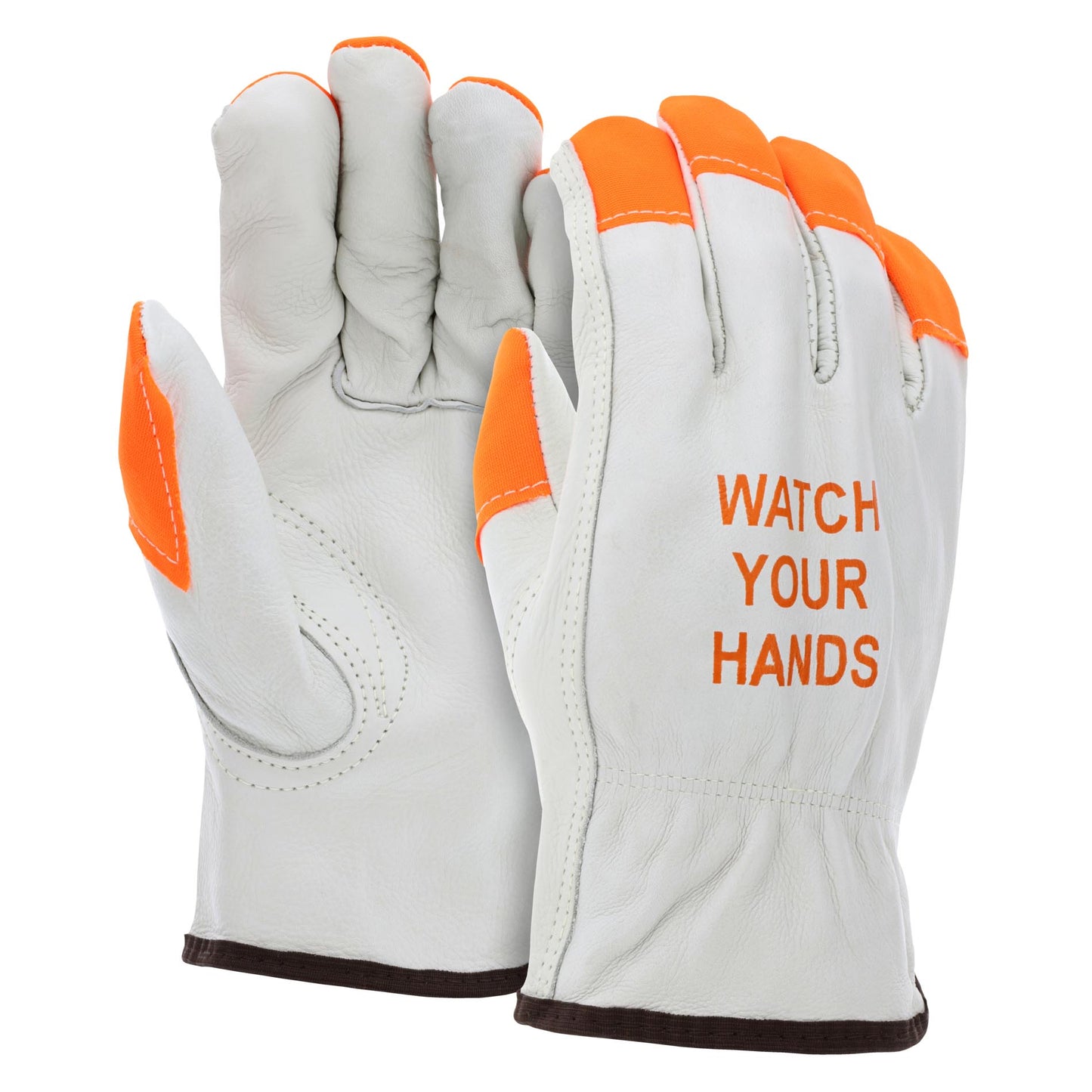 "Watch Your Hands" Leather Gloves - MCR Safety - Durable