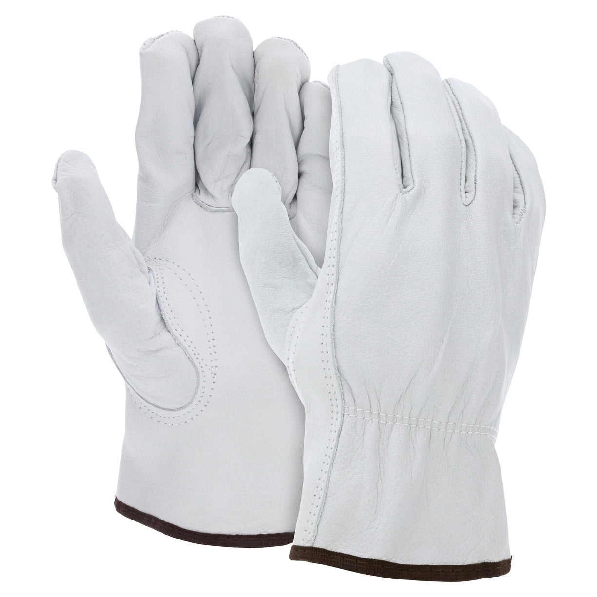 White Leather Gloves - MCR Safety - Abrasion Resistant
