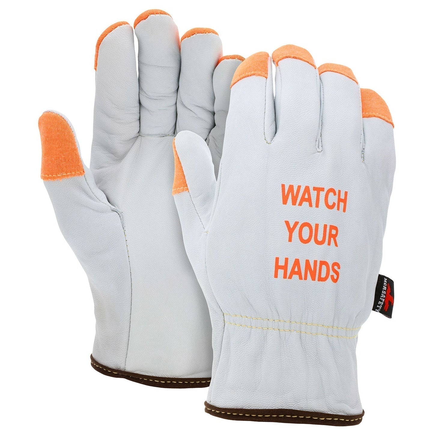 "Watch Your Hands" Leather Gloves - MCR Safety - Premium Quality