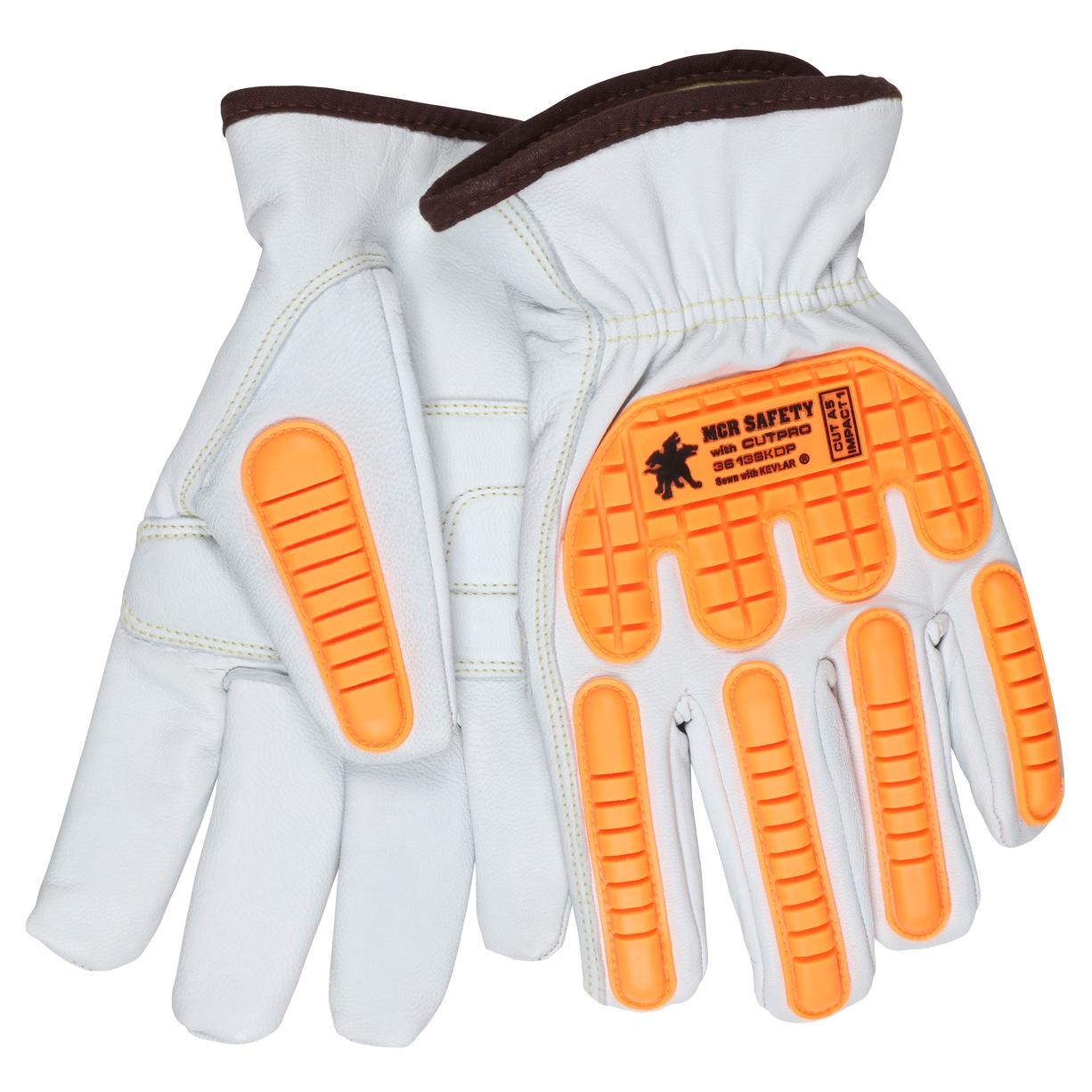 TPR Padded Back Leather Gloves - MCR Safety - Goatskin Quality