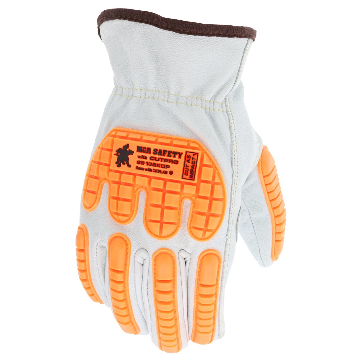 TPR Padded Back Leather Gloves - MCR Safety - Goatskin Quality