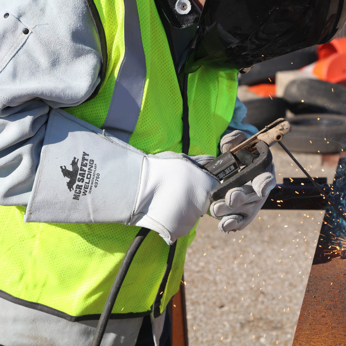 Gray Leather Gloves - MCR Safety - Premium Durability
