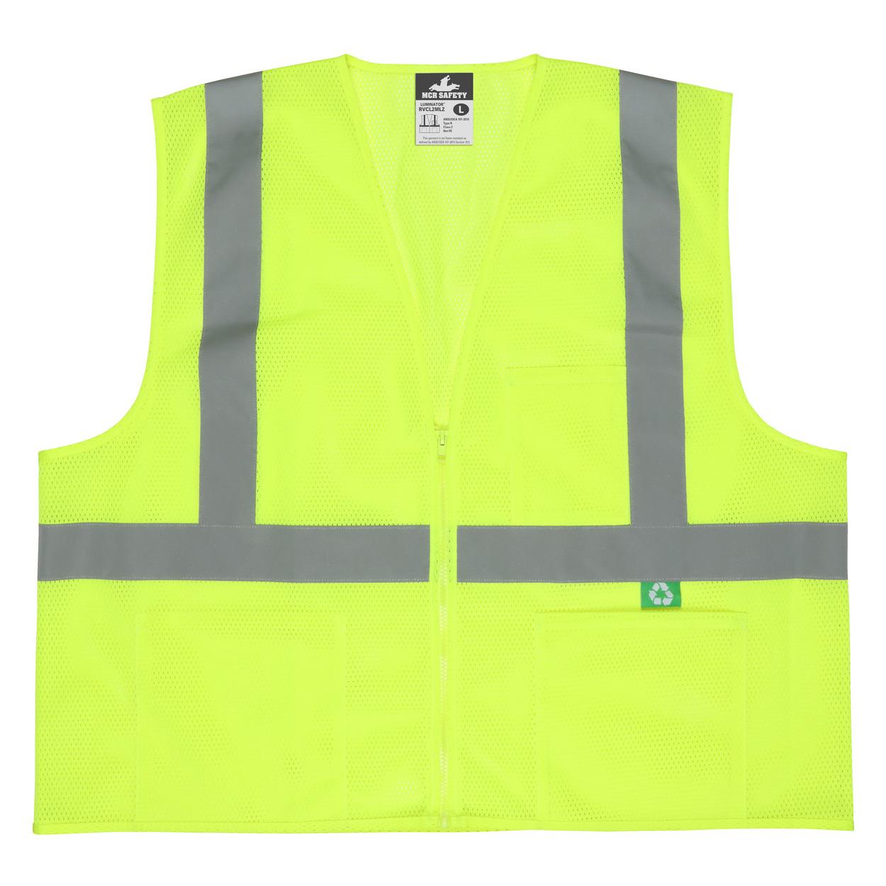 Yellow/Lime Safety Vest - MCR Safety - Recycled Mesh