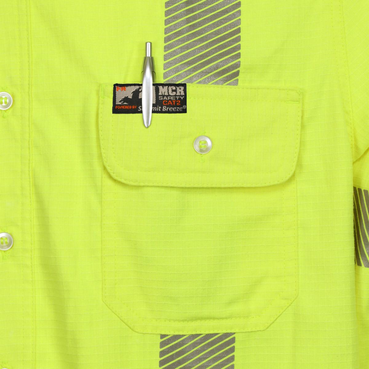 Yellow/Lime Button Up Shirt - MCR Safety - Vented Design