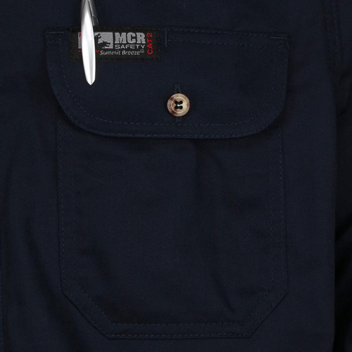 Navy Button Up Shirt - MCR Safety - Flame Resistant