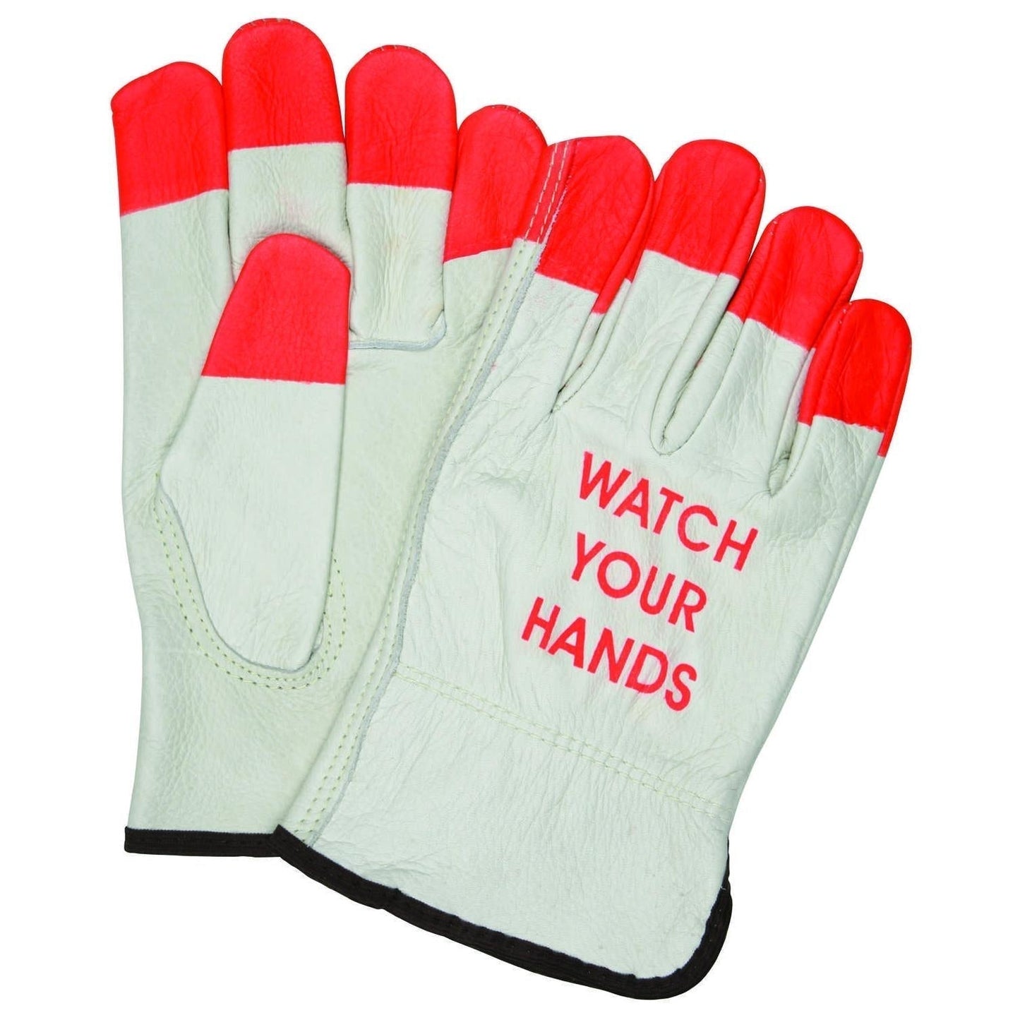"Watch Your Hands" Leather Gloves - MCR Safety - Durable Design