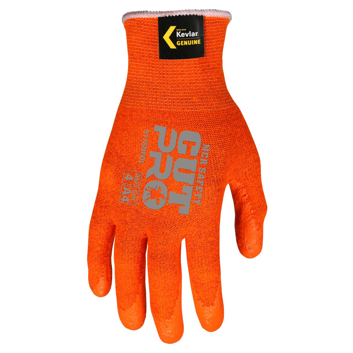 Hi-Vis Orange Gloves - MCR Safety - Nitrile Foam