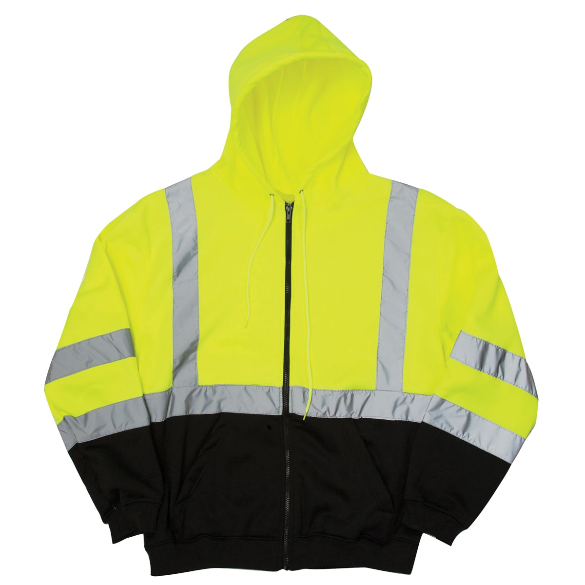 Yellow/Lime Safety Sweatshirt - Kishigo - Zipper Closure