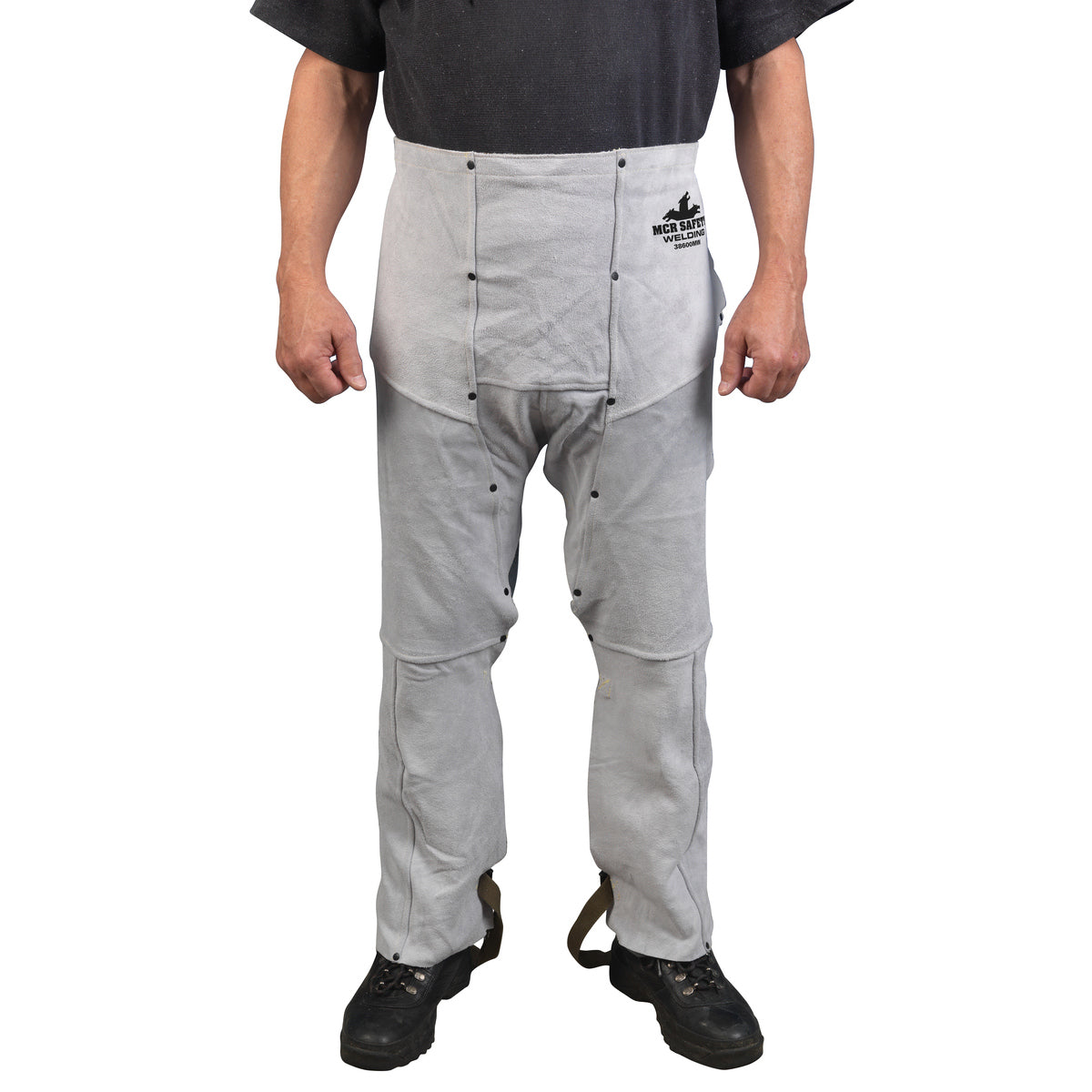 Gray Welding Chaps - MCR Safety - Split Cow Leather