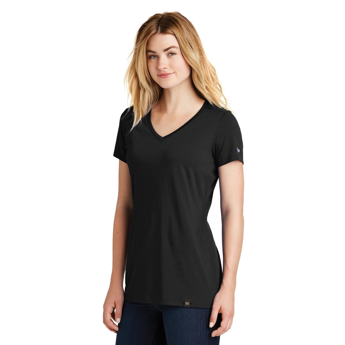 Black V-Neck Tee - New Era - Soft Blend