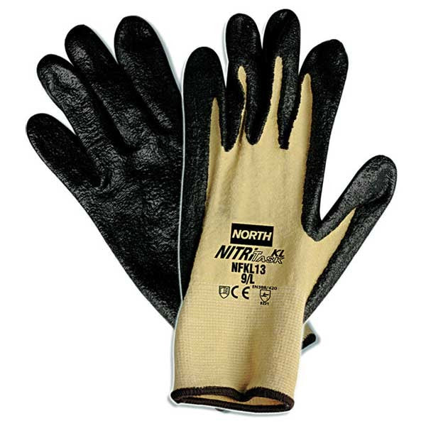 Black/Yellow String Knit Gloves - North Safety - Cut Resistant