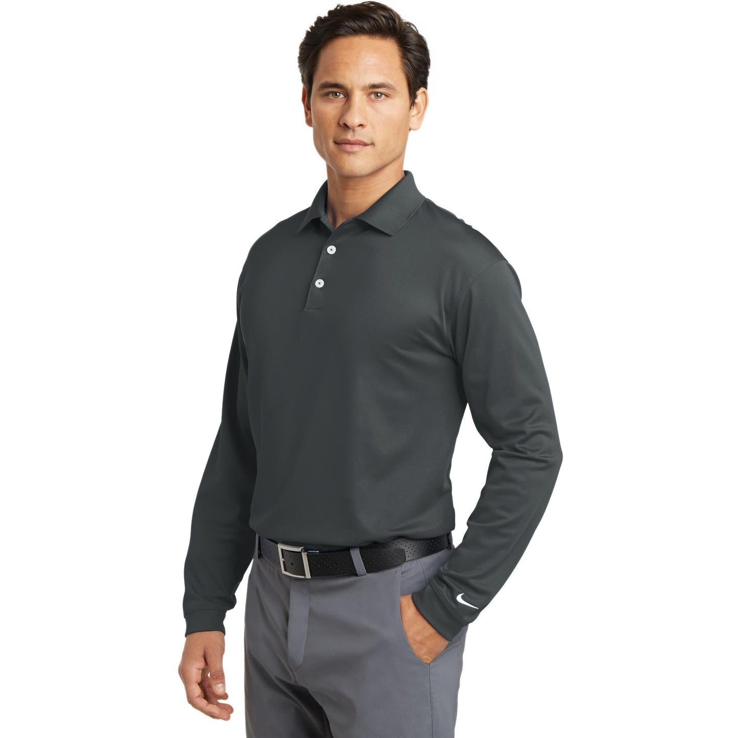 Anthracite Polo Shirt - Nike - Dri-FIT Stretch Fabric - Stylish Comfort