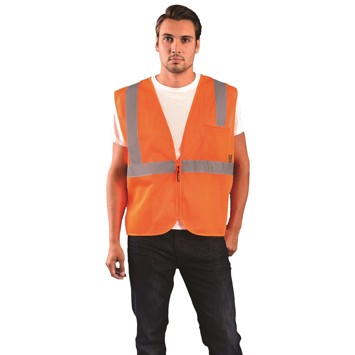 Orange Safety Vest - OccuNomix - Reflective Mesh Design