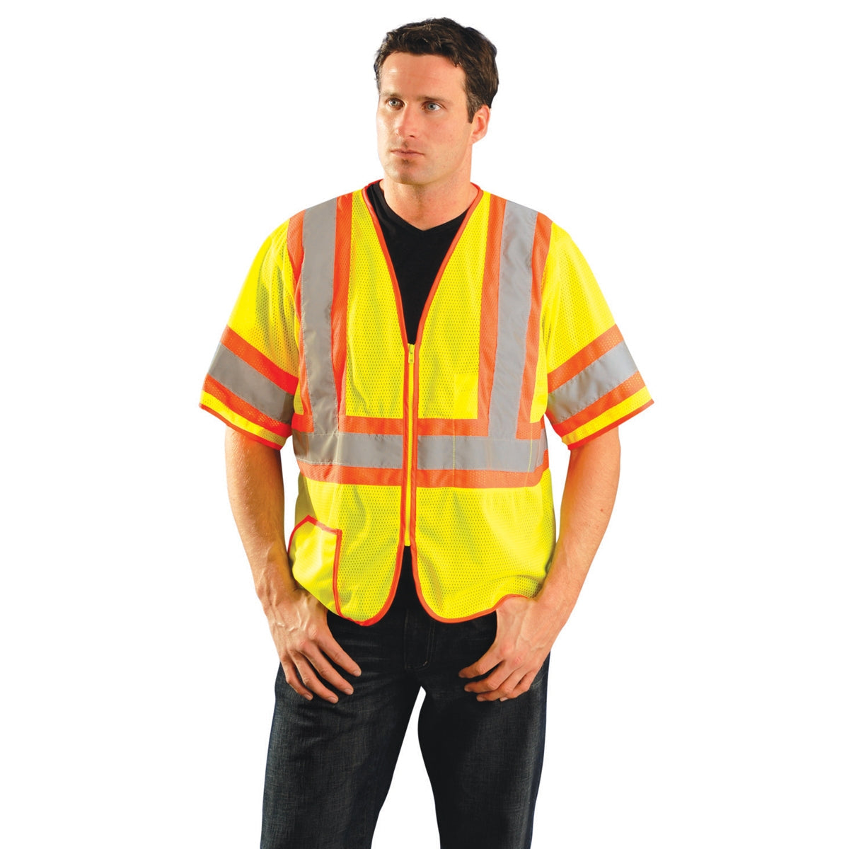 Yellow/Lime Safety Vest - OccuNomix - Two-Tone Mesh