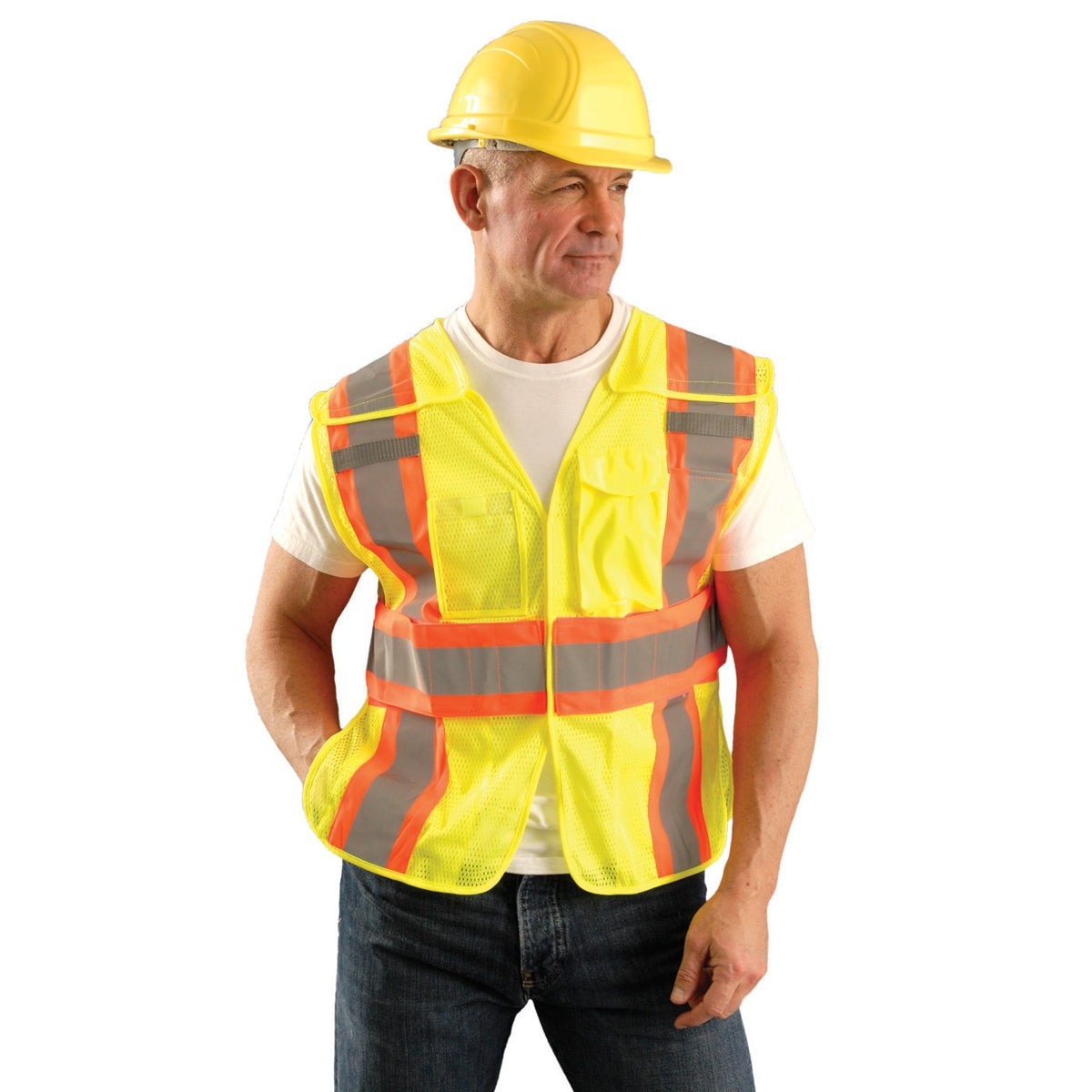 Yellow/Lime Safety Vests - OccuNomix - Expandable Mesh